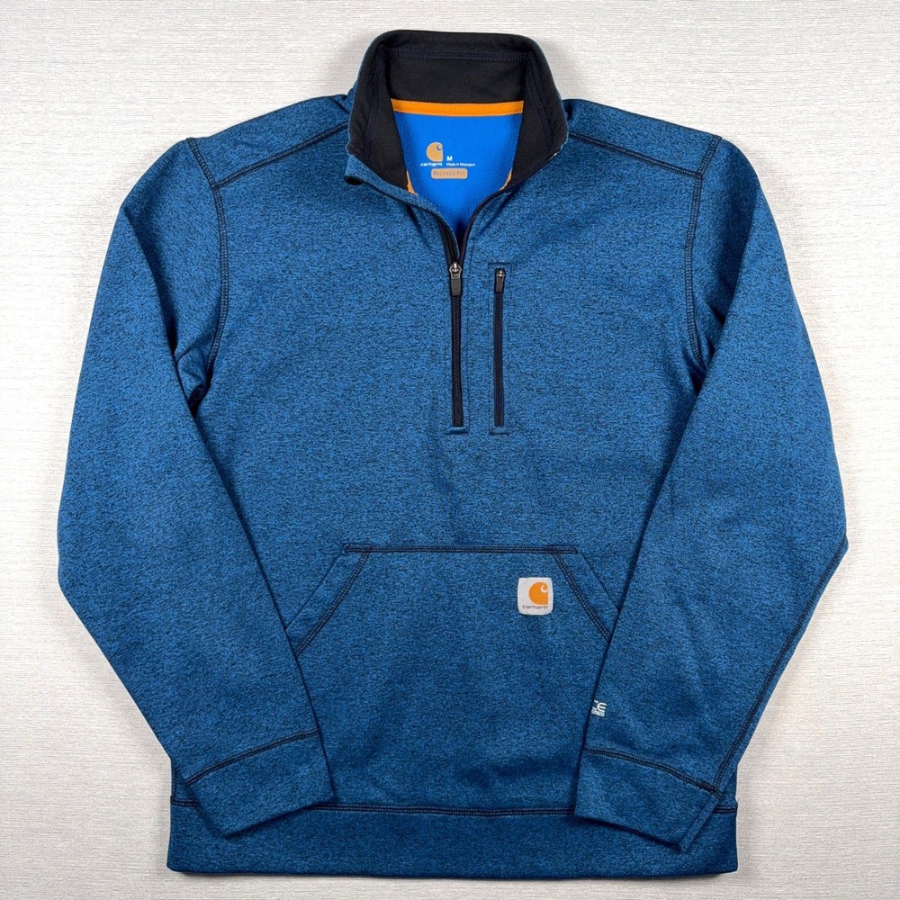 Carhartt Force Extremes Relaxed Fit 1/4 Zip Pullover Mens Size M Blue Polyester